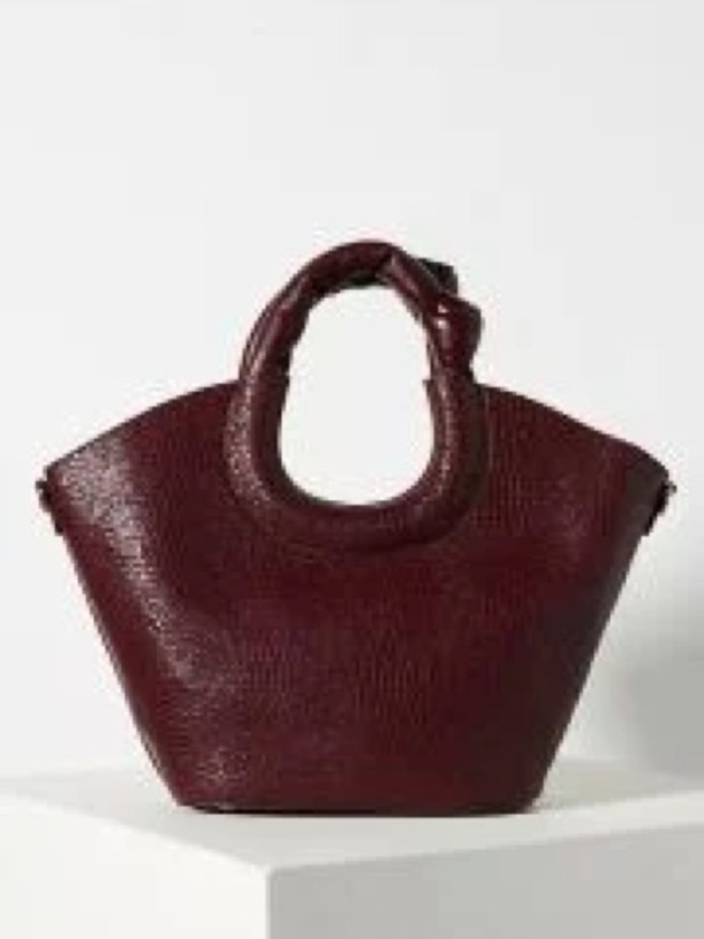 Anthropologie Deep Burgundy Textured Tote